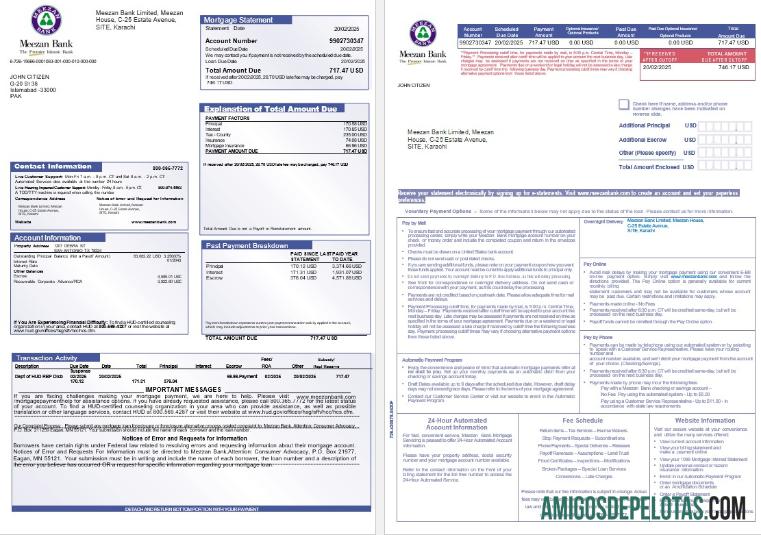 Declaração de hipoteca Meezan do Paquistão em formatos Word e PDF, 3 páginas 1 2 exemplo